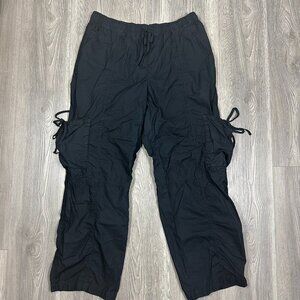 Abercrombie Black Cotton Cargo Pants Size Large Drawstring